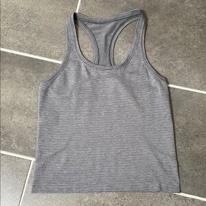lululemon athletica Gray and White Striped Racerback Tank